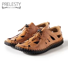 Prelesty Летняя обувь ручной работы мужские сандалии Эластичная лента в римском стиле Стиль Мода Noverty Тапочки Дышащий Винтаж обувь дропшиппинг