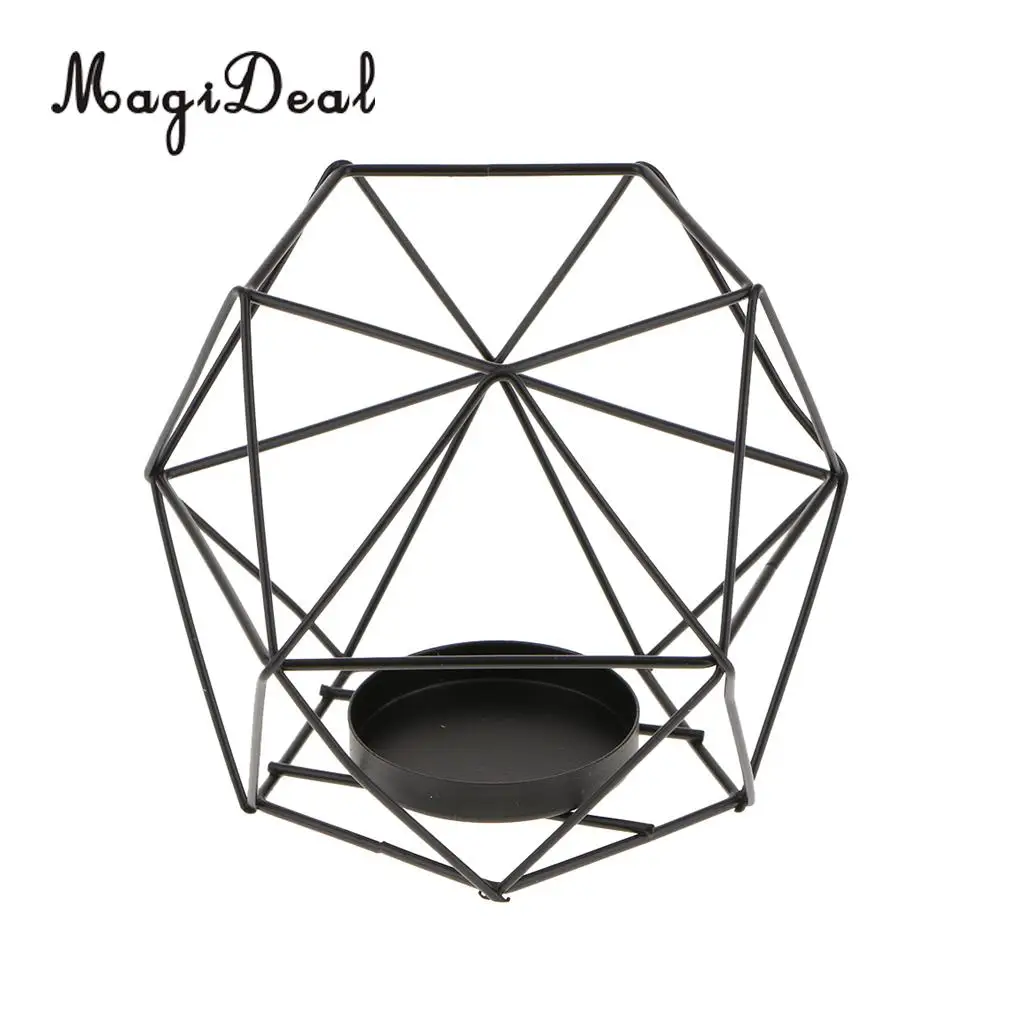 MagiDeal 8Pcs 3D Geometric Wedding Candlestick Votive Candle Tealight Holder Golden