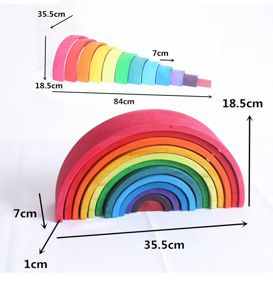 12 шт./компл. деревянные радужные блоки арки, мостостроении, Деревянный конструктор укладчик головоломка Монтессори Развивающие игрушки для детей
