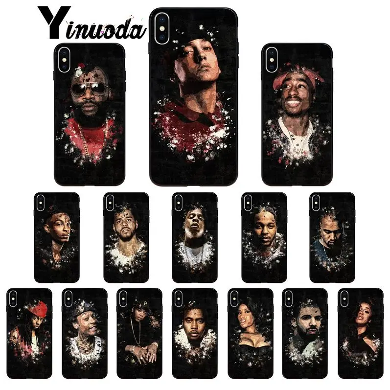 

Yinuoda Rap Superstars Rapper 2Pac Cardi B Nicki Minaj Phone Case Cover for Apple iPhone 8 7 6 6S Plus X XS MAX 5 5S SE XR