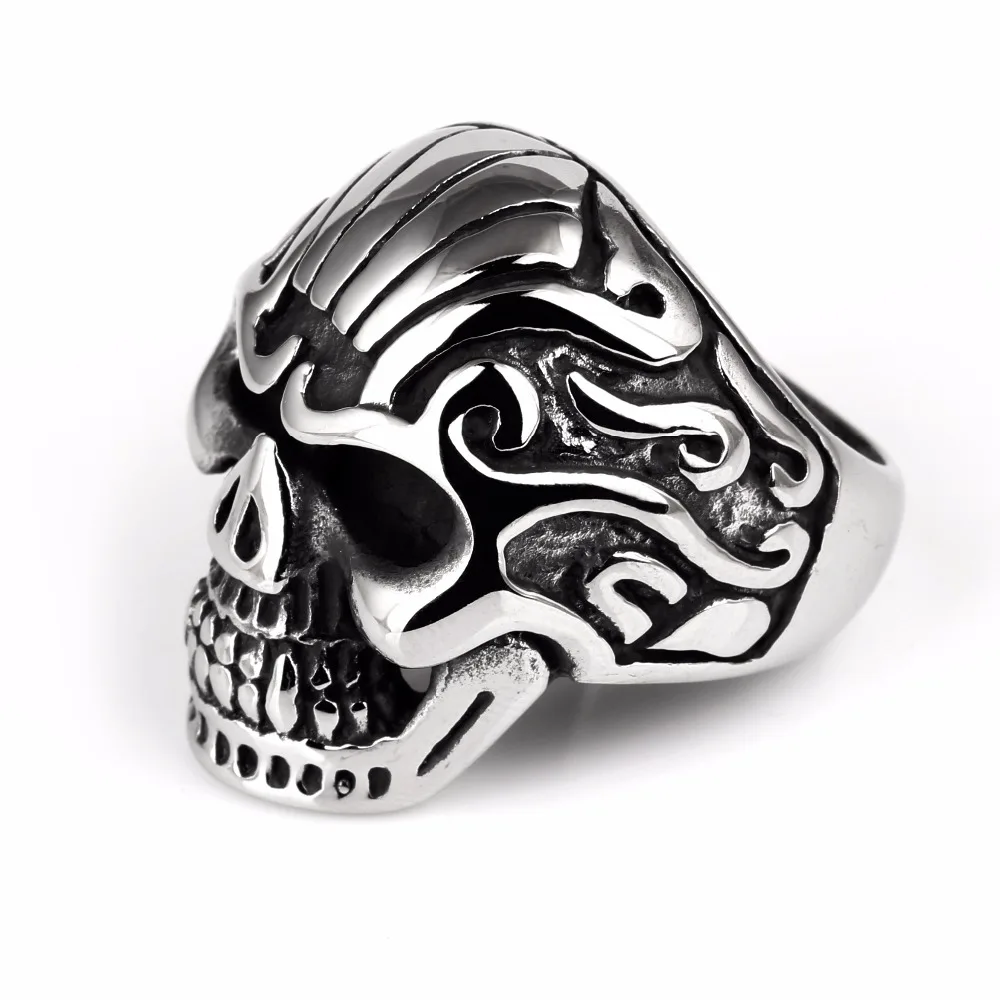 Buy Stainless Steel Punk Ring Mens Black Rings Retro