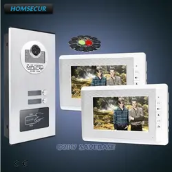 HOMSECUR 7 дюймов TFT Квартира видео дверные звонки домофон с Mute мониторы + освобождение блокировки кнопка для 2 семей