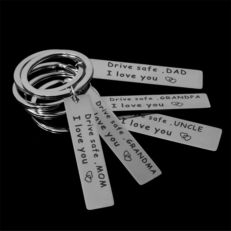 

2019key ring engraved "Drive Safe mom dad sister brother aunt i love you" couple ladies Valentine's Day gift keychain jewelry