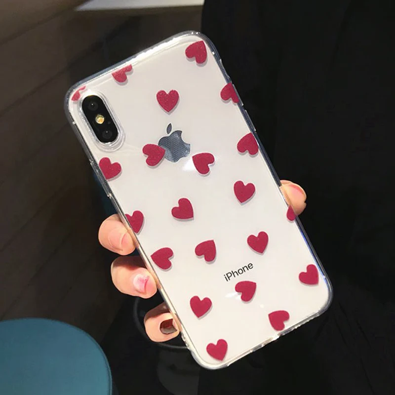 Lovebay Прозрачный чехол для iPhone 6, чехол с сердечком для iPhone 6S, 7, 8 Plus, 5, 5S, SE, X, XR, XS Max, мягкий ТПУ чехол для телефона с волнистым узором, задняя крышка - Цвет: 3110R