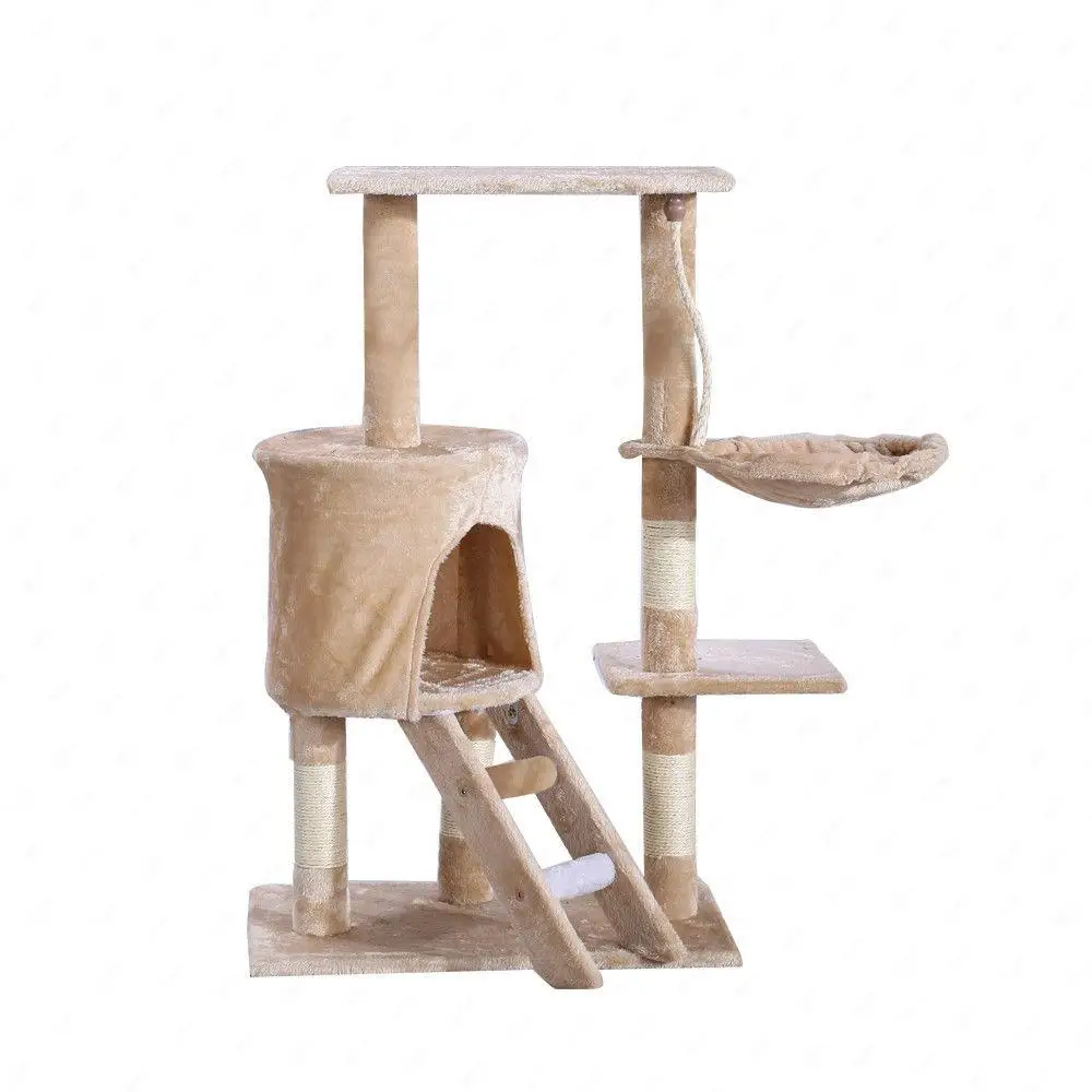 

MeterMall New 3 Layers Wooden Cat's Furiture Scratching Post Climbing Jumping Tower Kitten Cat Tree Bed Toy