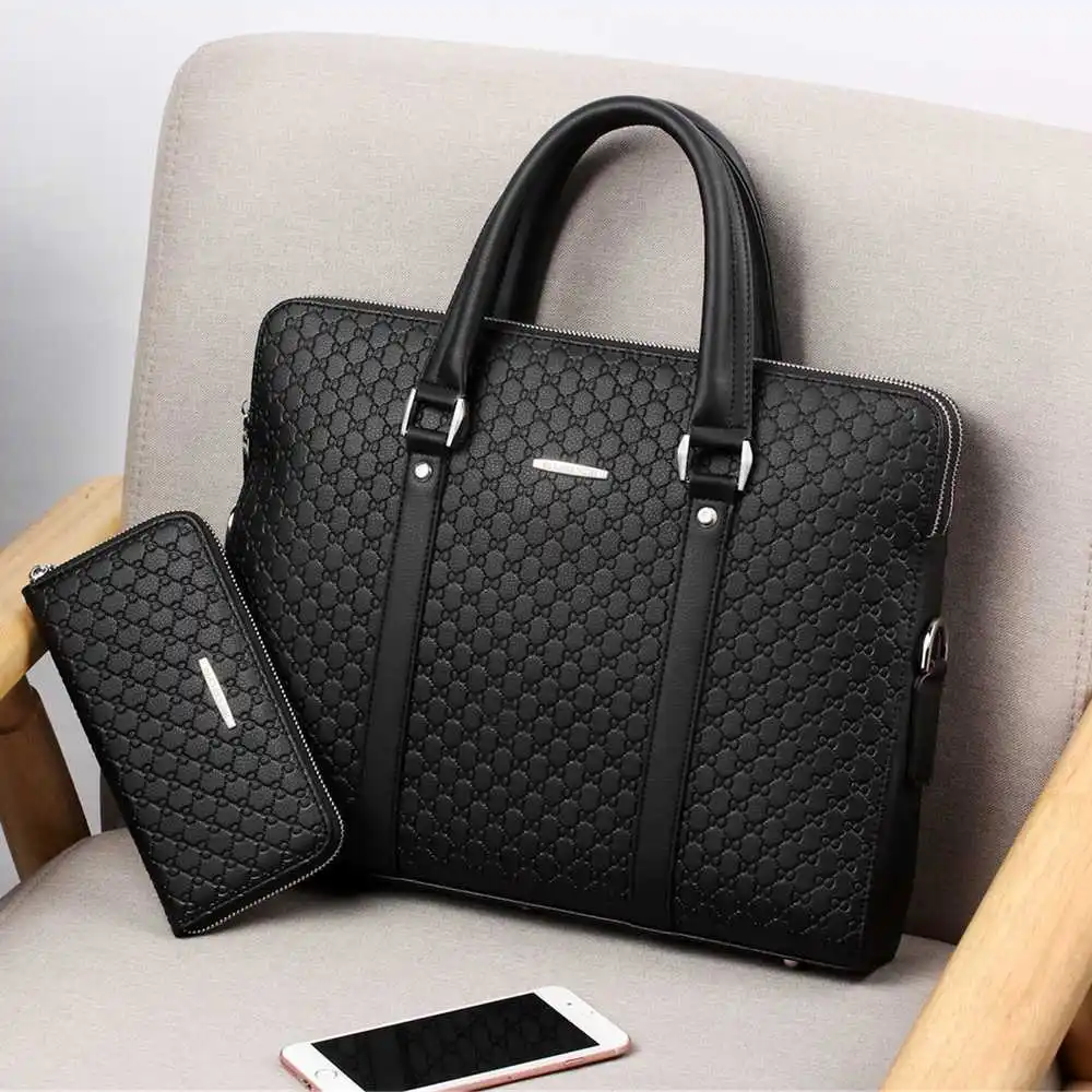 2022 Casual Man Shoulder Bag New Double Layers Men Leather Business Briefcase Messenger Bag Male Laptops Handbags Men's Travel