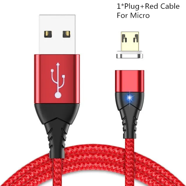 3а магнитное зарядное устройство Micro USB кабель для iphone Xiaomi huawei Android мобильный телефон Быстрая зарядка Магнит Micro USB кабель для передачи данных провод - Цвет: Red For Micro