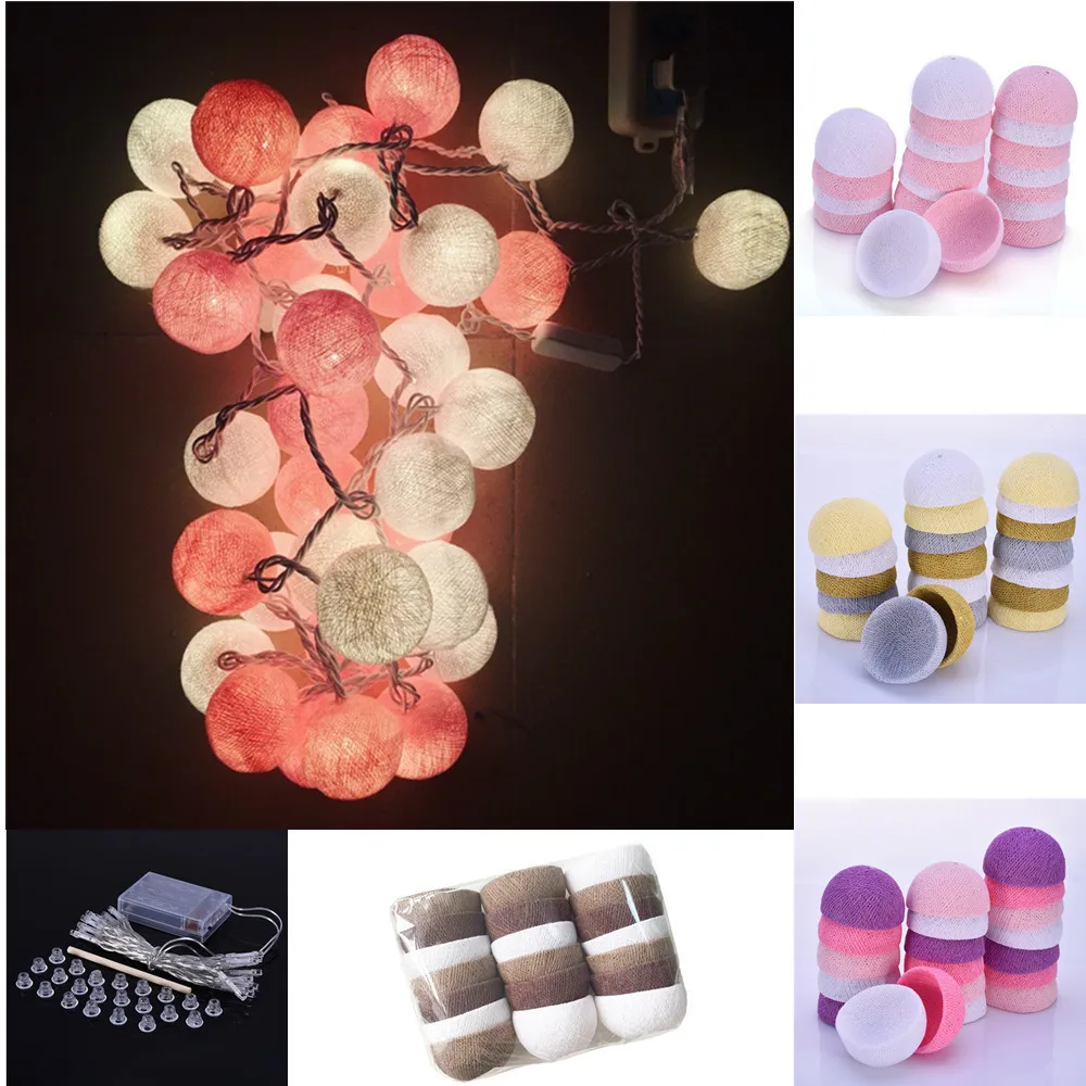 

Cotton Ball Decorative String Light Thai Handmade High-quality Thread 20 Balls String Lamp Used For Home Party Decoration