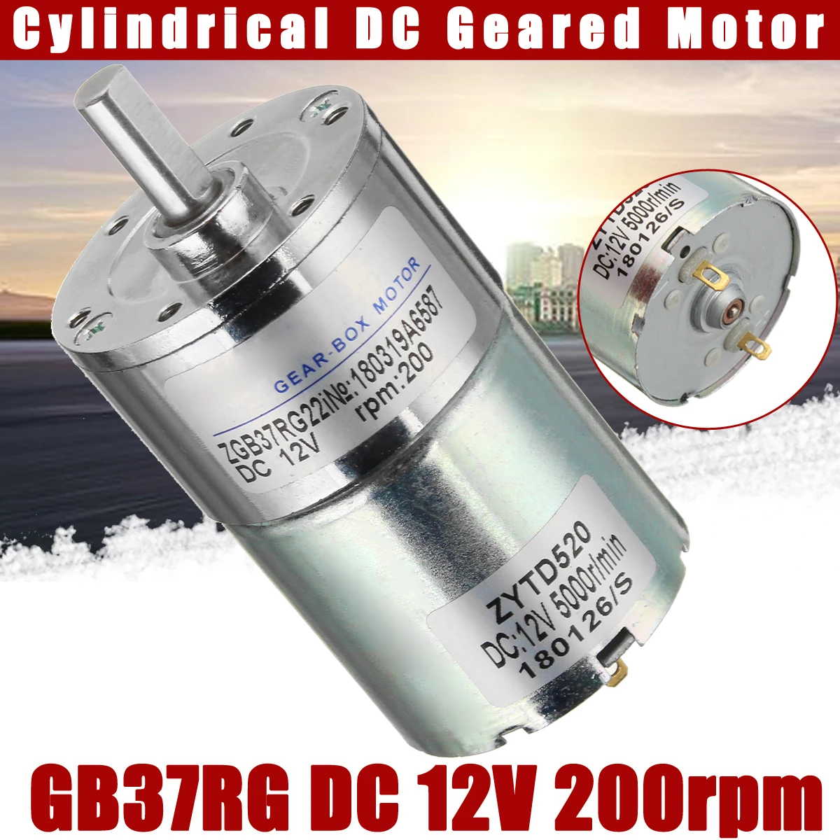 

DC 12V 200rpm 1500 6mm Shaft Dia Cylindrical Permanent Magnet DC Gear Reduction Motor Rated DIY Robot ZGB37RG Adjustable