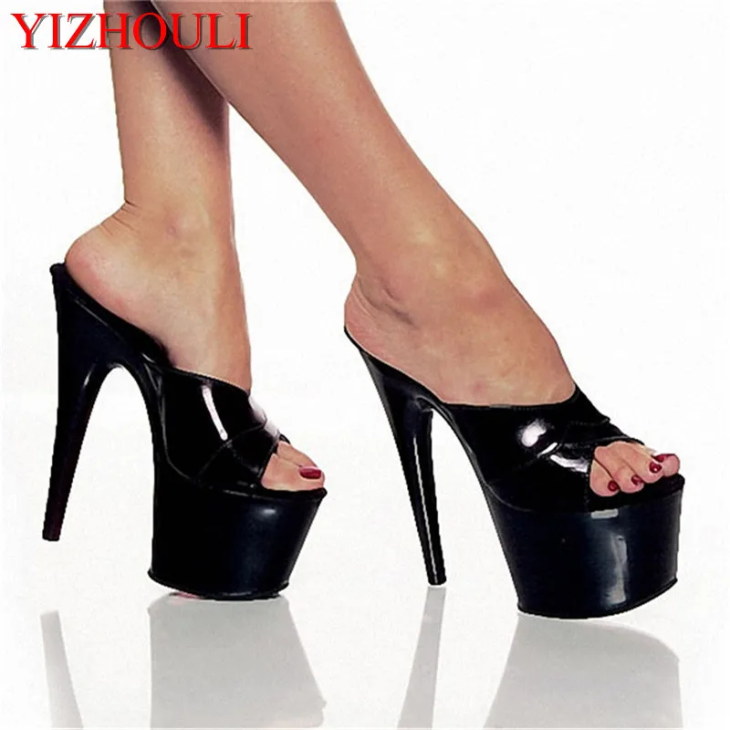 7 Inch High Heel Slippers For Women Summer Slippers Open Toe Stiletto Sexy Plus Size 17cm Women's Ultra High Heels Shoes
