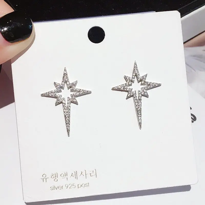 

Exquisite Geometric Astral Stud Earrings Micro Paved Cubic Zirconia Earrings Fashion Women Studs Jewelry