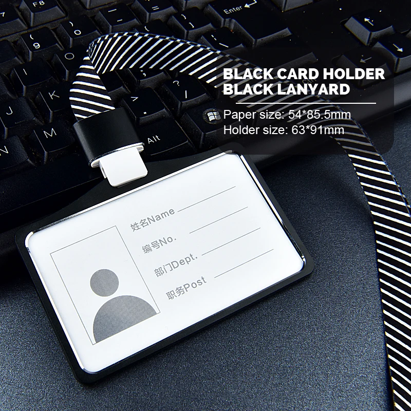 

1PC Horizontal/Vertical ID Badge Holder Aluminum Alloy Business Work ID Card Case with Lanyard