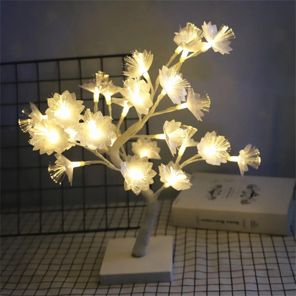 

2019 New Nordic Wind Small Tree Lamp Fiber Flower Decorative Night Light Usb 2W Home decor Best Selling Best Price