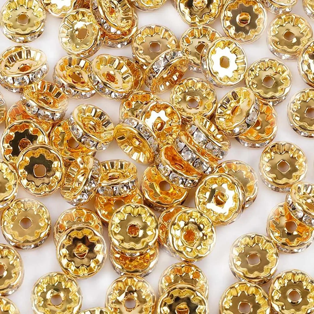 

Gold /Silver/ Rose Gold Crystal Rhinestone Spacer Beads Accessories For DIY Bracelet Necklace