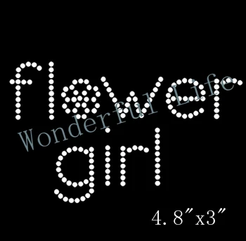 

Lowest price 20 Pcs/Lot Hot Fix Rhinestone crystal Motif Design For DIY t-Shirt flower girl words image free shipping