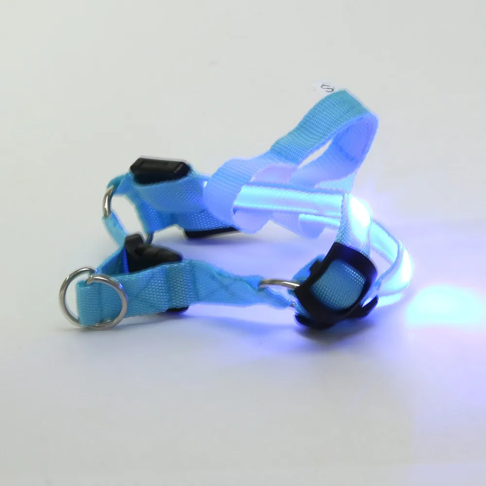 Blue Color Nylon Ceinture de chien LED Flash Pet Security Collar Rope Flashlight Dog Belt Dogs