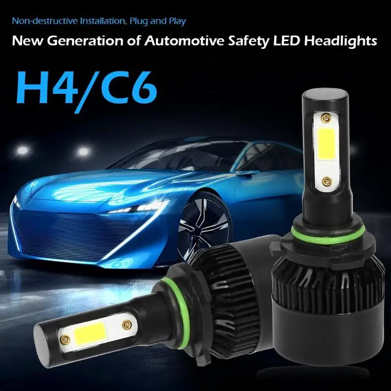 2 шт. Автомобильные светодиодные лампы S2 Серия COB H1 / H11 H7 9005/9004/H13/ H4/9006 9007