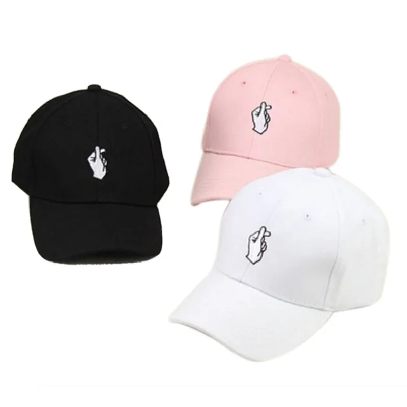 Jetting-1pc Мужчины Женщины Snapback Hat любовь жесты палец вышивать Гольф Бейсбол Кепки сердце любовь Защита от солнца грузовик hat