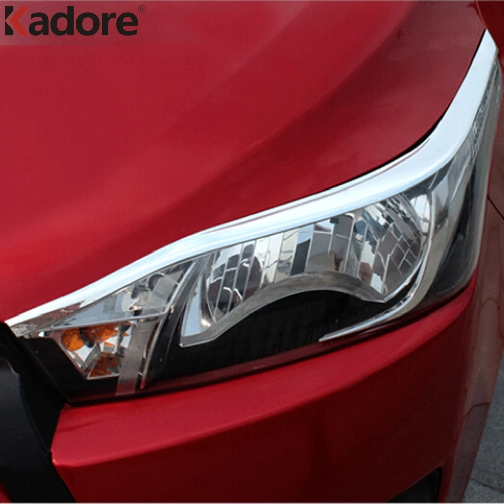 

For Toyota Yaris XP150 Hatchback 5dr 2014 2015 Chrome Front Head Light Lamp Cover Trim Headlight Eyebrow Strips Car Styling