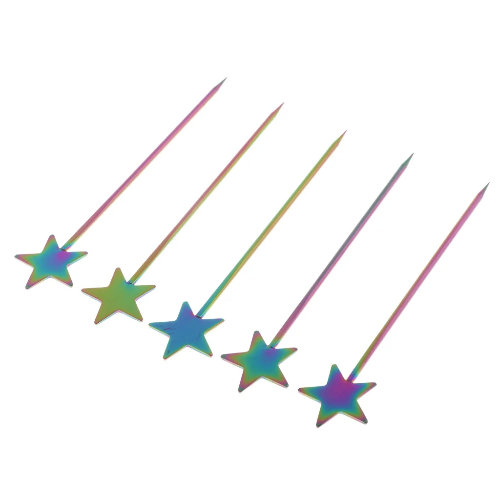 5PCS Steel Fruit Drink Sticks Cocktail Picks for Bar Tools Picks