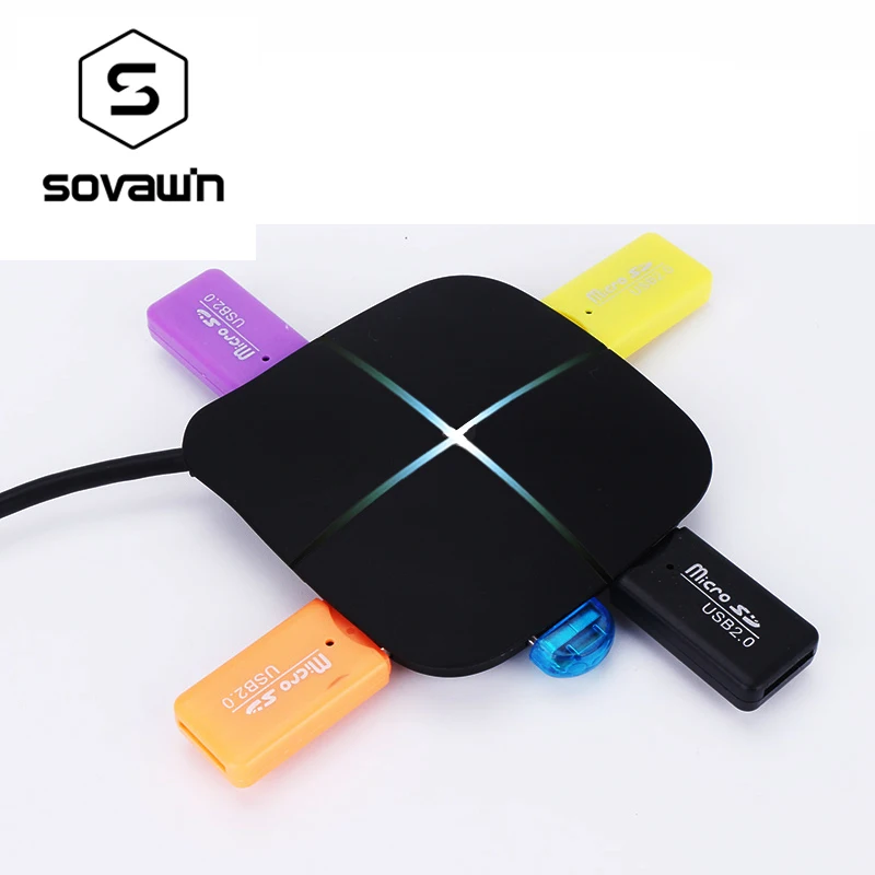 Sovawin 7 в 1 высокое Скорость USB 3,0 хаб мульти-сплиттер адаптер Card Reader и внешний Micro мощность порты разъёмы для портативных ПК 5 Гбит/с