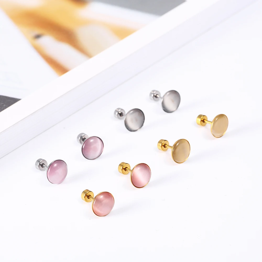 

OUFEI Opal Stud Earrings For Women Stainless Steel Jewelry Woman Vogue 2019 Jewelry Accessories Bohemian Wholesale Lots Bulk