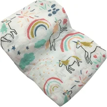 Buy 180g 100% Bamboo Fiber Unicorn Muslin Blanket Print Floral Baby Bedding Bath Towels Blankets Newborn For Babies Swaddle Wrap Free Shipping