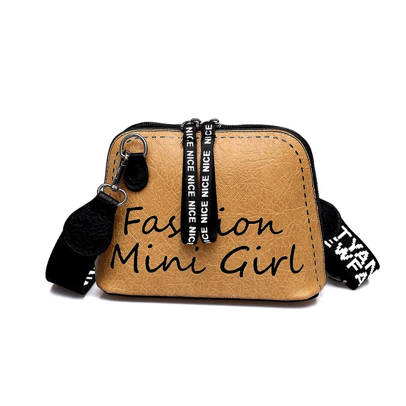 

2018 Vintage Soft Leather Women Bags Fashion Small Shell Bag Letters Printing Women Shoulder Bag Winter Casual Crossbody Bag