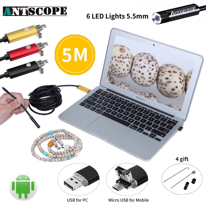 imágenes para 5.5mm OD 2EN1 USB Endoscopio Android Cámara 5 M Endoscopio Andorid MicroUSB A Prueba de Agua Tubo Boroscopio Cámara de Inspección de Serpiente imágenes para 5.5mm OD 2EN1 USB Endoscopio Android Cámara 5 M Endoscopio Andorid MicroUSB A Prueba de Agua Tubo Boroscopio Cámara de Inspección de Serpiente