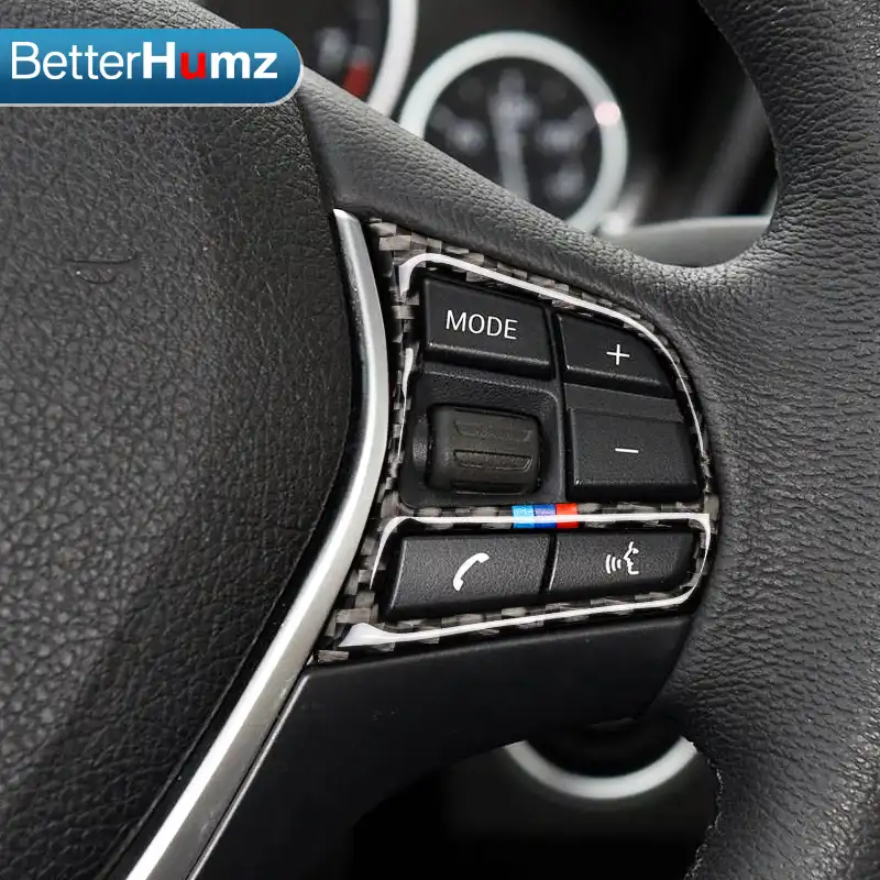 Betterhumz For Bmw 1 Series 2 Series 3 Series 4 Series 3gt Interior Carbon Fiber Steering Wheel Buttons Stickers Car Styling