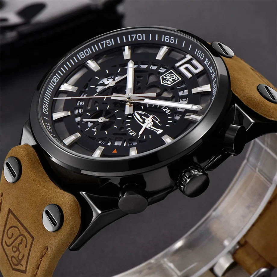 BENYAR Mens Quartz Watch Military 3ATM Waterproof Chronograph Sport Tactical Man Watches Genuine Leather Band Male Clocks (41)