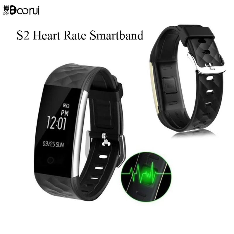 

BOORUI S2 Intelligent Heart Rate Monitor Smart Bracelet Pedometer Sleep Fitness Tracker activity monitor Wristband VK Miband 2