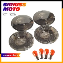 Cubierta de lente de luz intermitente ahumada y bombilla, para Harley Davidson, Touring, Electra Glides, Road King Smoke, 4 Uds.
