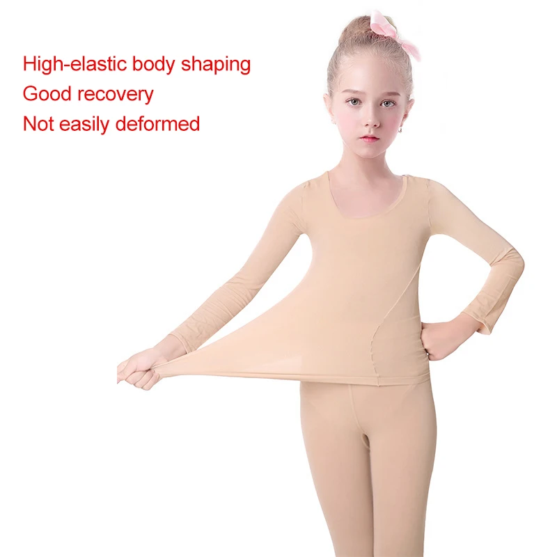 Girls Ballet Underwear Nude Dance Full Bodysuit Tights Thick Ballet Warm Up Stretch Dance Wear For Kids Leotard Sets ballet tights ballet leotard dance leotard girls dance costumes