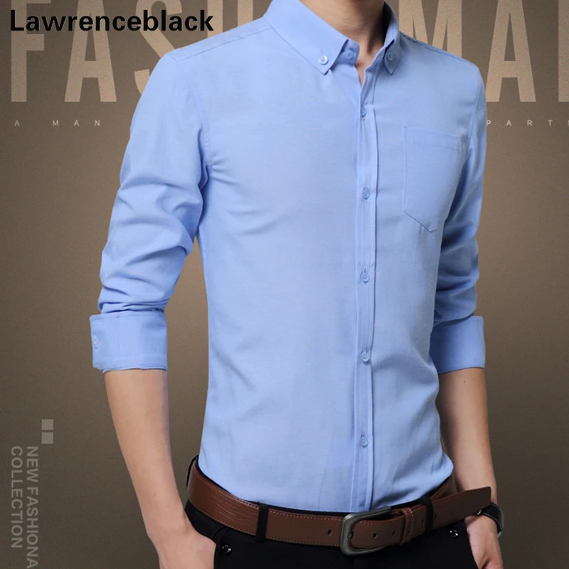 Cotton Business Office Shirts Work Dress Shirt Men Solid Fashion Brand Social Shirts Slim Fit