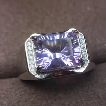 

Man Ring Amethyst ring Free shipping Natural and real amethyst 925 sterling silver 10*8mm big gemstone Men Ring