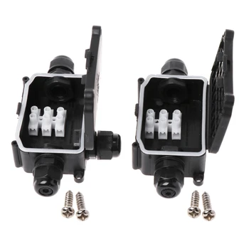 

2019 New 1Pc Black 2/3Way IP66 Outdoor Waterproof Cable Connector Junction Box Safe With Terminal 450V For Underwater Lights