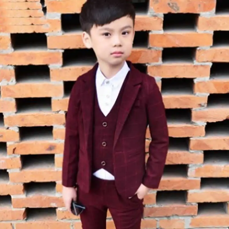 Костюм для мальчиков Детский костюм в Корейском стиле костюм из трех предметов детское платье блейзеры для мальчиков, штаны, пальто, жилет костюм для досуга, комплект - Цвет: Coat pant vest