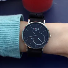 Hotime роскошные фирменные простой дизайн пару нейлон ремешок наручные часы женские и мужские продвижение подарок платье Повседневная Кварцевые спортивные часы
