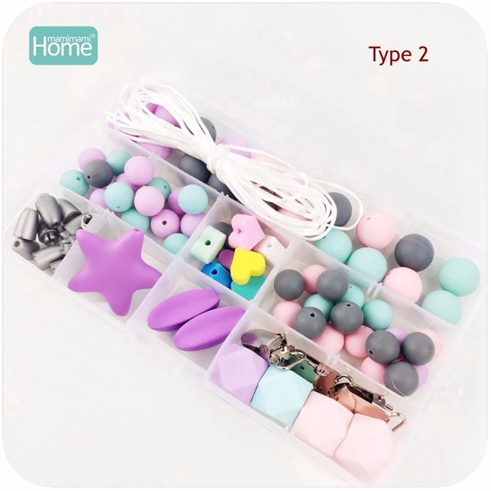 

MamimamiHome Geometric Silicone Teething Necklace Set Silicone Beads Nursing Necklace Hexagon Silicone Plastic Button Ropes Bead