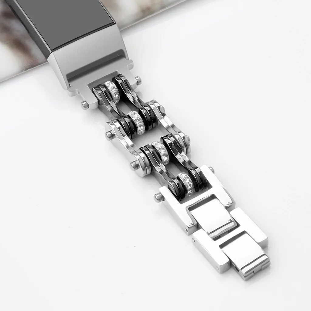 Браслет для умных часов Smartband mi band из нержавеющей стали двухрядная велосипедная цепь металлический ремешок для часов для Fitbit Charge 3 Fit Sport