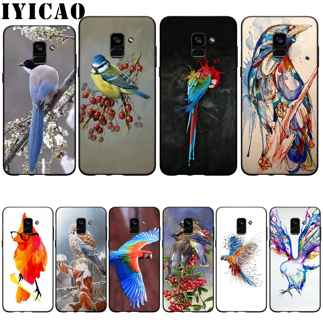 IYICAO Birds on the Tree Flying Coque Shell Silicone Soft Case for Samsung Galaxy A6 Plus A9 A8 A7 2018 A3 A5 2016 2017 Note 9 8 |