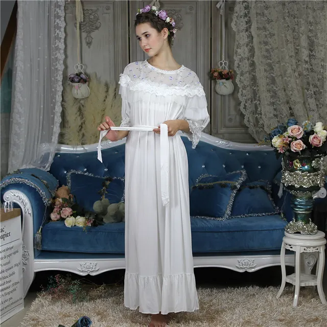 Vintage Sleep Lounge Silk Night Dress Sleepwear Women Nightdress