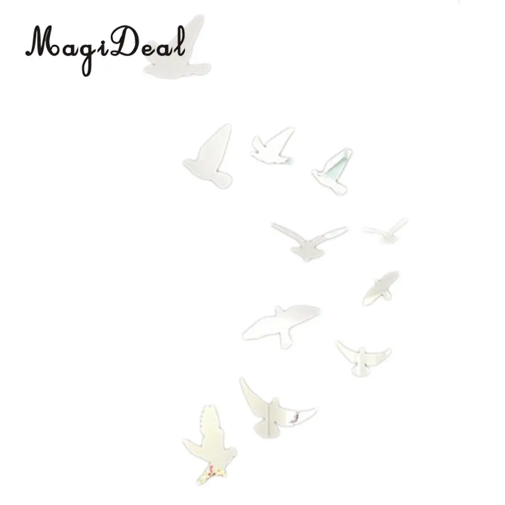MagiDeal High Quality 11Pcs Birds Acrylic 3D Mirror Effect Wall Stickers for Home Walls Doors Windows Closet Decor Vinyl Decal