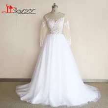 vestido de noiva Long Sleeve Muslim Wedding Dresses Real Photos 2017 Plus Size Court Train Wedding Bridal Gowns Custom Made