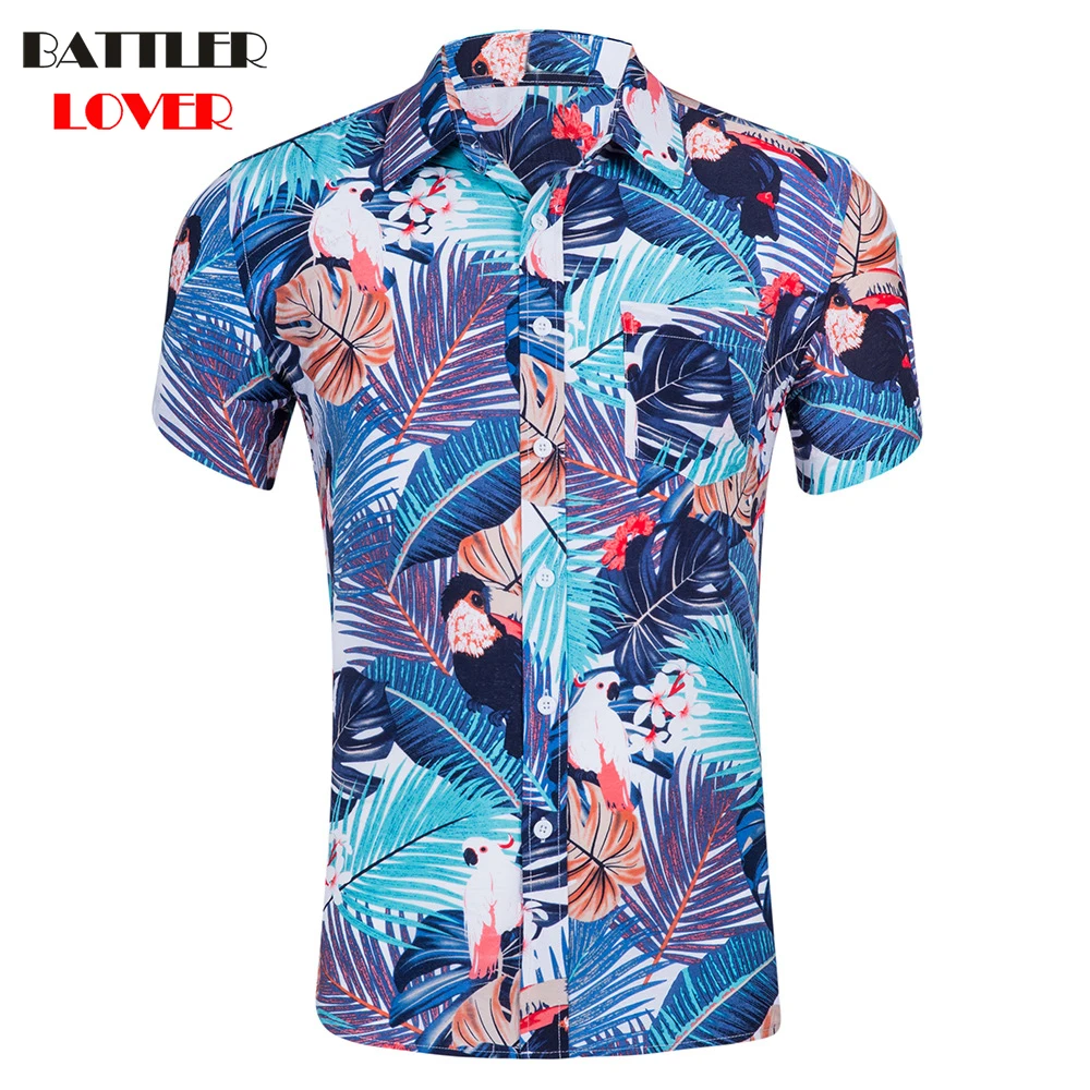 3d cartoon summer hawaiian shirt Men Shirt Chemise Homme Short Sleeve Shirts Casual Camisas Hombre Mens Slim Dress Shirts 2018