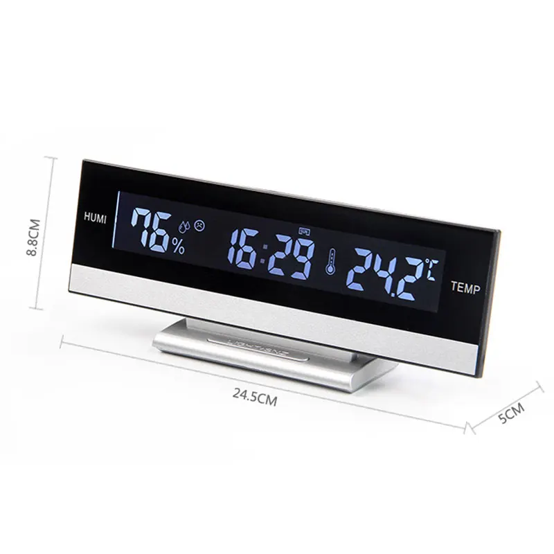  Home Digital LCD Big Large Screen LED Display Electronic Alarm Clock Desk Temperature Humidity Cloc