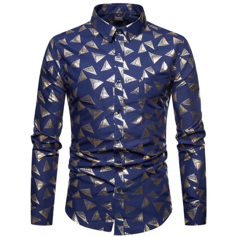 2018 Новая Осенняя рубашка, брендовые хлопковые рубашки с длинными рукавами для мужчин, модная мужская одежда с принтом, S-2XL, Повседневная