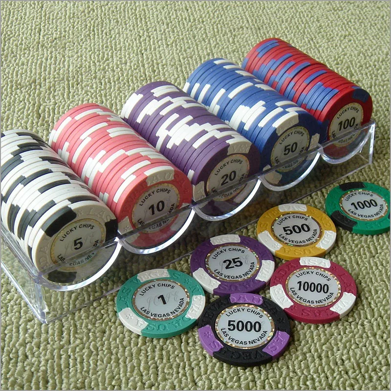 10pcs/set NEVADA Poker Chips in clay 14g insert iron Texas hold'em coin Casino quality