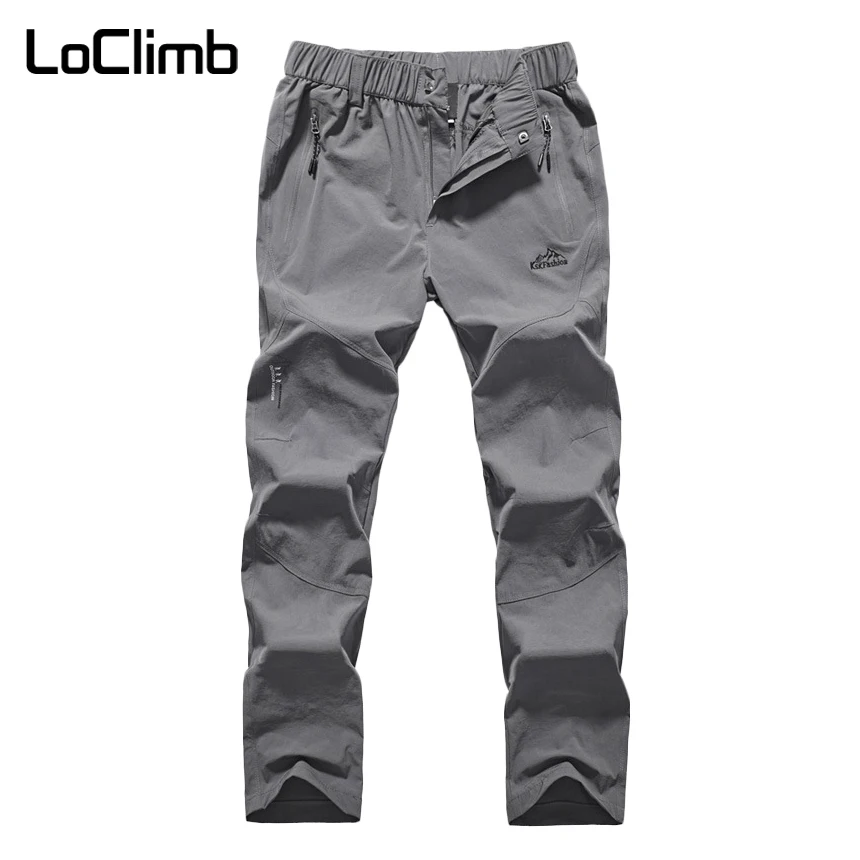 LoClimb Men's Summer Elastic Camping Hiking Pants Outdoor Quick Dry Sports Trousers For Men Nature Climbing Trekking Pants,AM228